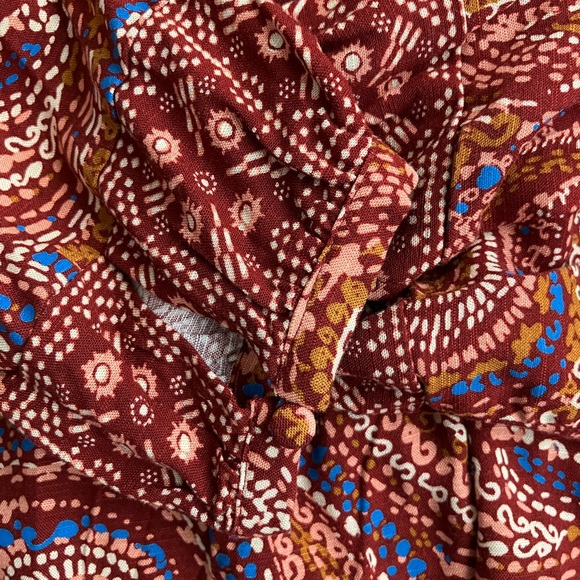 NEW Knox Rose Deep Hibiscus Boho Long Sleeve Paisley Rayon Button Blouse Large - Picture 5 of 6